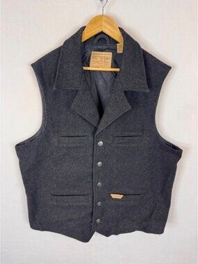 Powder River Outfitters Mens Charcoal Grey Wool Blend Western Vest XL 98-1172